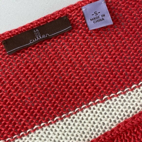 Cullen Women's Pink and White Striped Linen‎ Boat Neck Preppy Knit Sweater S/C56 - Picture 6 of 7